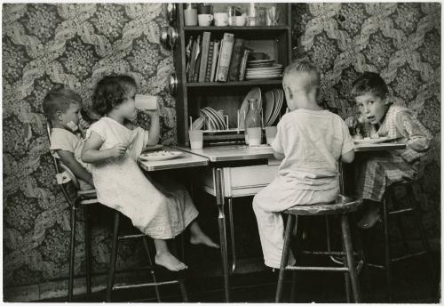 Children eating at kids’ table