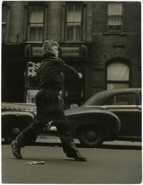 New York City boy playing in the street