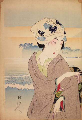 Shichiri Beach, Sagami, from the series Meisho bijin awase (Comparison of Famous Sites and Beautiful Women)