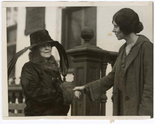 Mrs. O. H. P. Belmont Arriving in Washington Today and Greeted by Miss Alice Paul, October 20, 1922