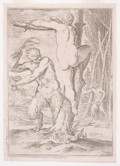 A Satyr Whipping a Nymph from the Lascivie series