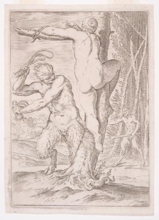 A Satyr Whipping a Nymph from the Lascivie series