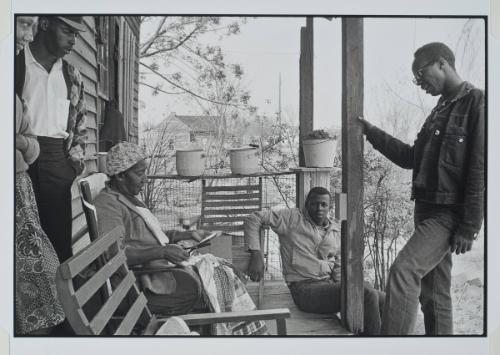 Southwest Georgia from the series Memories of the Southern Civil Rights Movement
SNCC field secretary Charles Sherrod and Randy Battle visit a supporter in the countryside. Sherrod is currently a member of the Albany City Council.