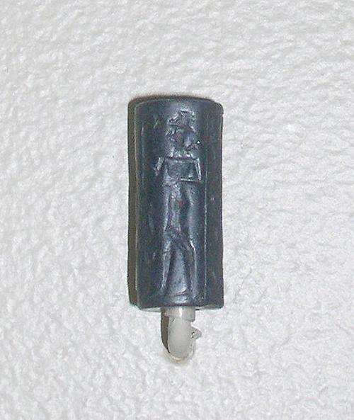 Cylinder Seal with Gods, Figures, and Inscription