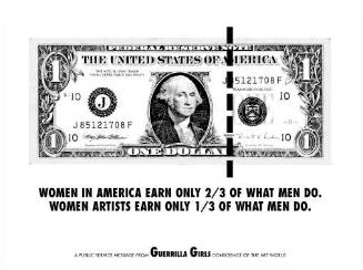 Women in America earn only 2/3 of what men do. Women artists earn only 1/3 of what men do.