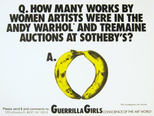 How many works by women artists were in the Andy Warhol and Termaine auctions at Sotheby’s?