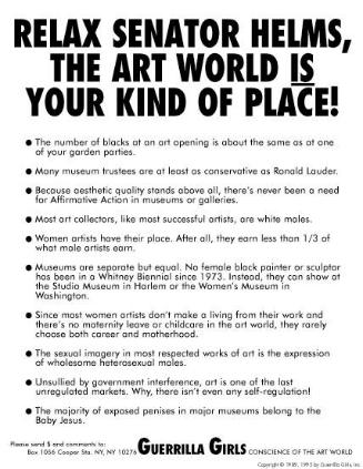 Relax Senator Helms, the art world is your kind of place!