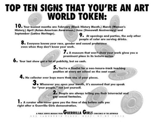 Top Ten Signs That You’re an Art World Token