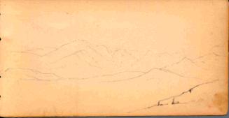 Sheet A: Recto: Landscape, Verso: Sketch of a bridge and a sketch of two figures sitting under umbrellas Sheet B: Recto: inscribed in ink “Bridge Ladies”