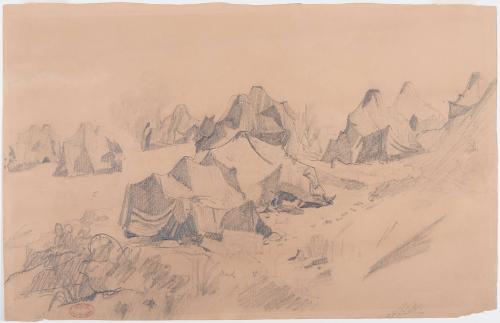 Study of Open Tents with Seated Figures