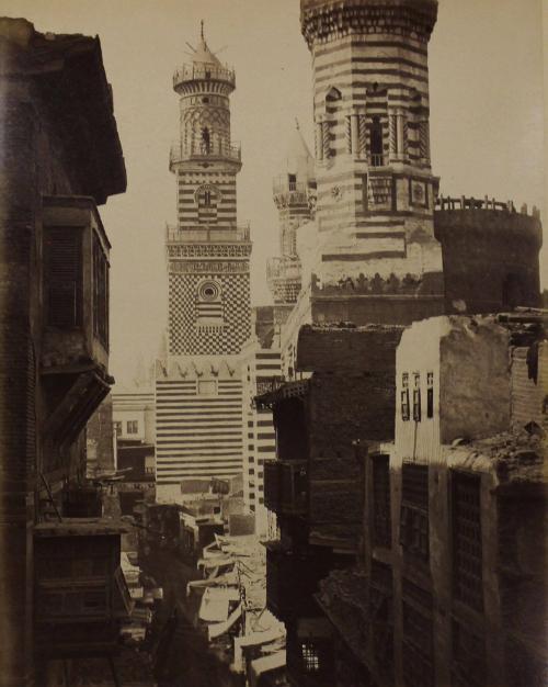 Minarets of Sultan Qalawun Sultan al-Zahir Barquq Madrasa and Mosque, Cairo, from an album entitled Egypt, Turkey, Greece