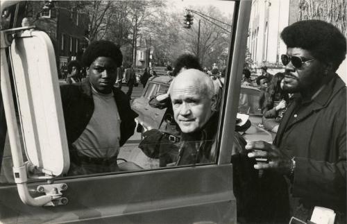 Jean Genet and Black Panthers at May Day Demonstration, New Haven, Connecticut, USA