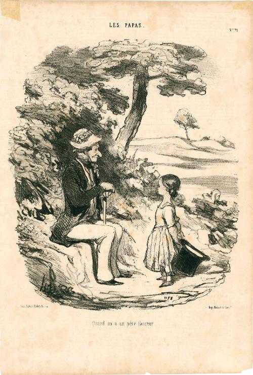 Quand on a un père farceur. [When one has a clown for a father.]
from the series Les Papas, number 21, published in Le Charivari