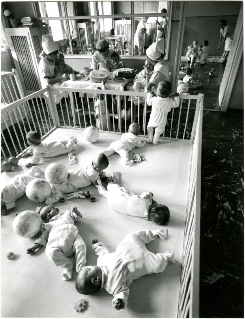 Babies of working mothers in nursery, Hungary