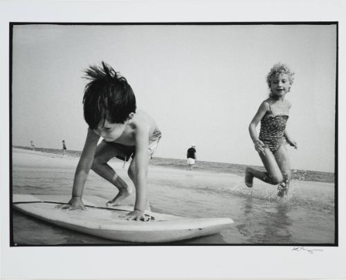 Two Children Playing on the Beach, New York