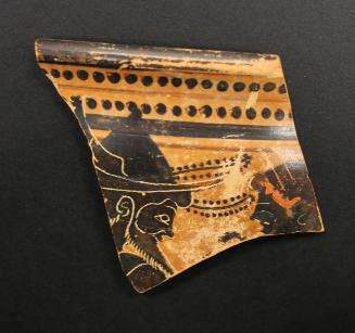 Sherd of an Attic Black-Figure Skyphos (Cup), Depicting Hermes and Ariadne