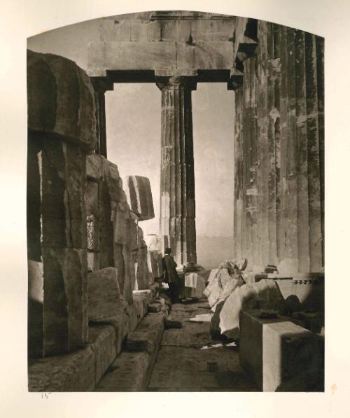 Plate 15: Eastern portico of the Parthenon, view looking northward and showing Mount Parnes in the extreme distance from The Acropolis of Athens Illustrated Picturesquely and Architecturally in Photography