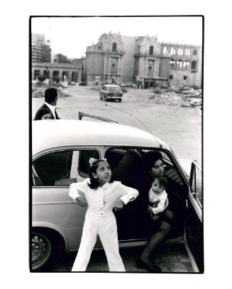 Family Getting Out of Car in Front of a Ruin, Palermo, Sicily