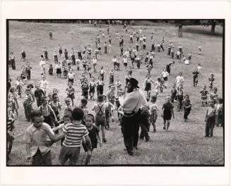 Crowd of Hassidic children in a field, New York City