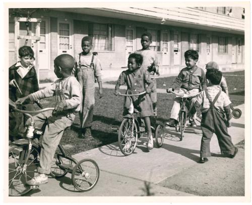 Children Riding Ticycles, Housing for Veterans, Los Angeles