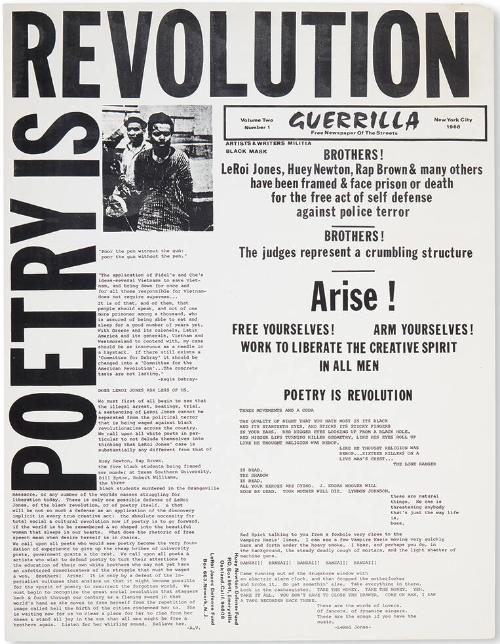 Poetry is Revolution. Guerrilla: Free Newspaper of the Streets, Vol. 2, No. 1