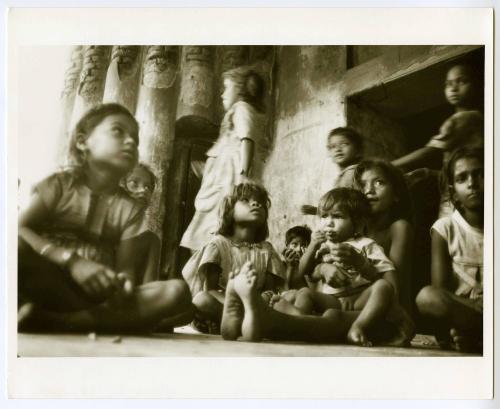 Seated children, India