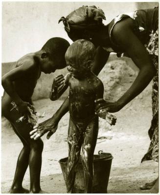 The bath with lots of soap and river water, Eastern Region, Nigeria