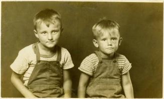 Russell and Charles Hayes [Two brothers in overalls]