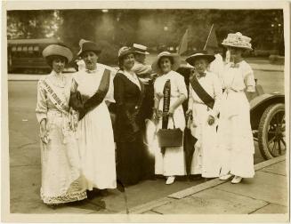 Suffragettes at the United States Capitol where they presented petitions to the Senate for the right to cast ballots, July 31, 1913