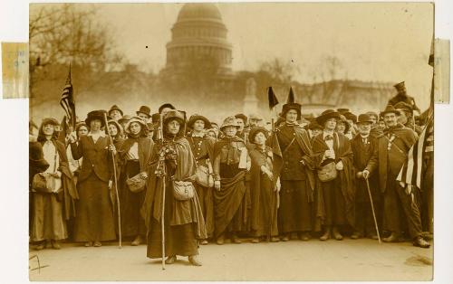 Suffragette Hikers about to March up Pennsylvania Avenue in Washington, D.C., February 27, 1913