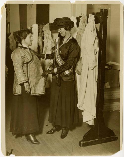 Mrs. James Eustis Assists a Customer at the Bazaar Run for the Benefit for the New York State Woman Suffrage Party