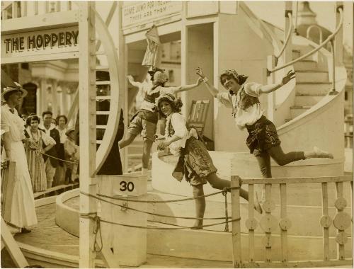 Suffragettes open the "Hopperie" at Luna Park, Coney Island