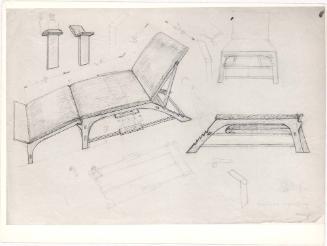 Tekhni mebeli dlya spektaklya "Inga" [Furniture Set Designs for the Play "Inga"]