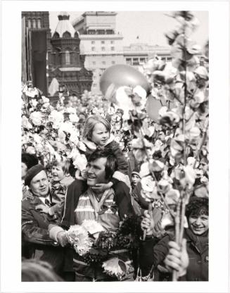 Paraders with flowering tree branches, Moscow