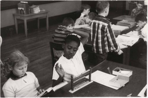 Integration 
Second grade at Glenn school, Nashville, Tennessee. This was one of the first schools to put through integration. While at first there was some violence, desegregation was quickly accepted by both parents and pupils. The children now both play and study together and have forgotten the days when this was considered impossible.