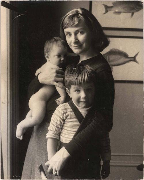 Portrait of mother and two children