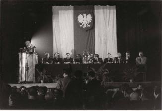 Political men on a panel, Poland