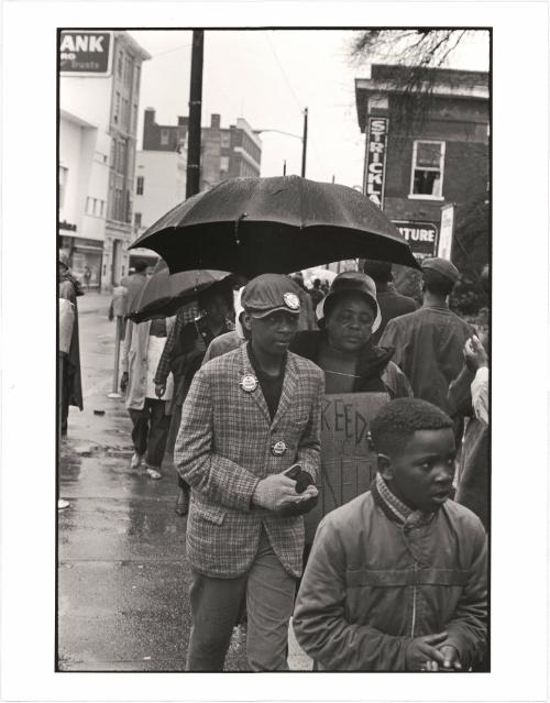 Hattiesburg, Mississippi from the series Memories of the Southern Civil Rights Movement Fannie Lou Hamer, sharecropper from a family of twenty children, evicted from her home for applying to register to vote, severely beaten in the Winona police station, SNCC field secretary from Ruleville, and future Mississippi Freedom Democratic party candidate for Congress, marches in the cold Hattiesburg rain