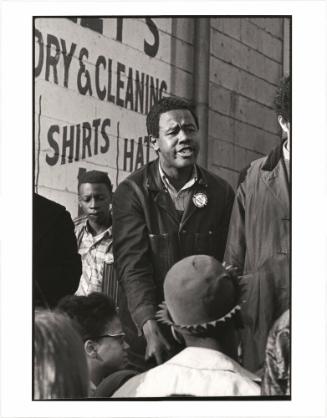 Willie Ricks was one of SNCC’s great stump speakers, capable of getting great emotional responses from a crowd. During the Meredith March in Mississippi, where King and Stokely Carmichael marched side by side, it was Ricks who first unleashed the “Black Power” cry.  Here he speaks in Atlanta