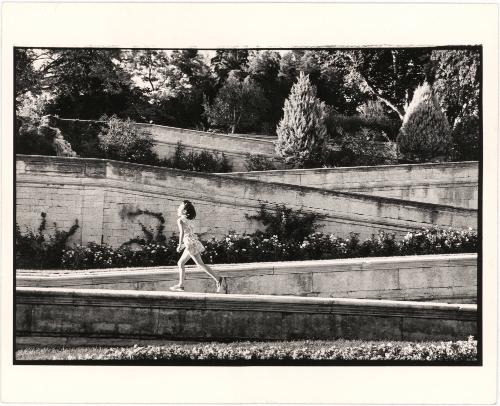 [Girl Running Up the Pathway at the Garden of the Papal Palace, Avignon, France]