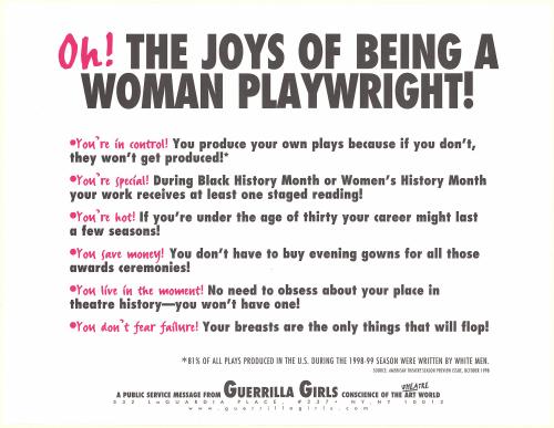 Oh! The joys of being a woman playwright!