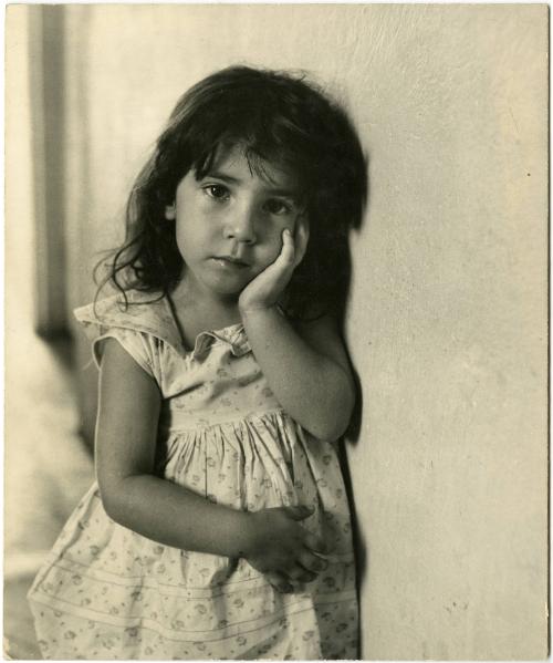 Portrait of girl in flowered dress